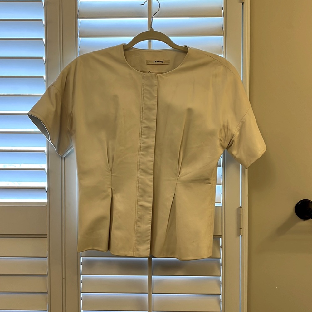 J Brand lamb leather top.